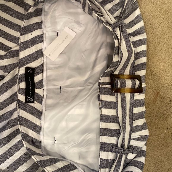 NWT LINEN-BLEND NAUTICAL STRIPE TIE-WAIST JACKET & HIGH-WAISTED SHORT - Picture 11 of 12